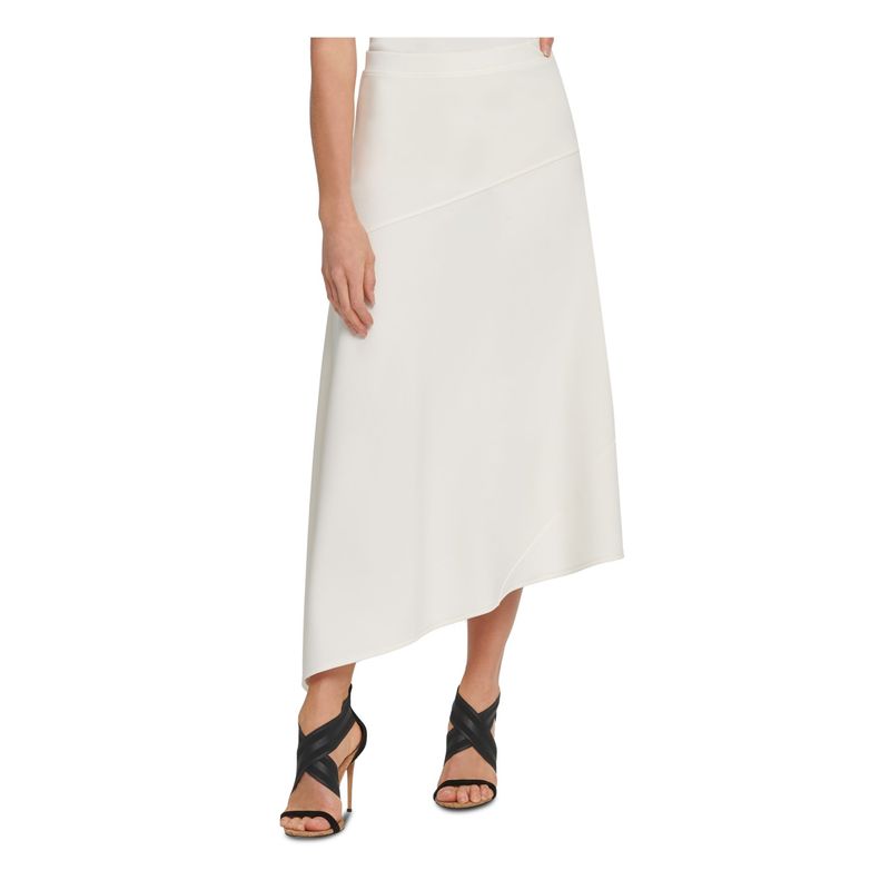 Nwt Dkny Womens Ivory Tea-Length Shift Skirt Size: L